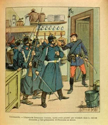 The Eastern Armee of Eugene Sergeant, Illustrated by Louis Bombled: In Contrexeville, the Intrepid Lieutenant Coumes After Climbing into the Common House, Took 16 Prussians Prisoners