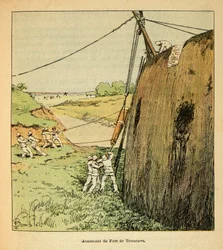 The War in Madagascar: Arming the Fort of Tamatave by French troops in 1895