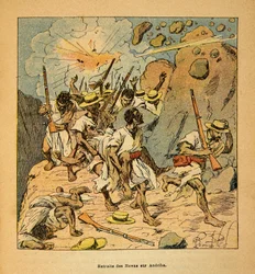 The War in Madagascar - Anecdotal History of the French Expeditions of 1885-1895 by Henri Galli, Illustrated by Louis Bombled: Retreat of the Hovas on Andriba, Private Collection