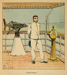 The War in Madagascar - Anecdotal History of the French Expeditions of 1885-1895 by Henri Galli, Illustrated by Louis Bombled: Portrait of Admiral Bienaime, Private Collection
