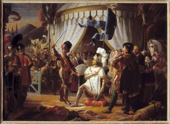 Francis I of France Requesting to be Knighted by the Chevalier Bayard After Victory at the Battle of Marignano, Italy, 1515