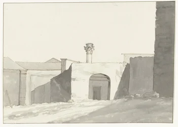 Ancient Column and Buildings in the Port of Brindisi (Voyage en Italie, en Sicile et à Malte - 1778)