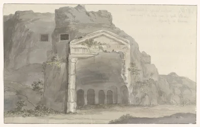 Tombs with Doric Style Facade Carved in Rock near Syracuse Voyage in Italy, Sicily and Malta - 1778 (series title)