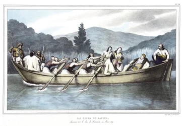 Ali Pasha de Janina (1741-1822), hunting on Lake Butrinto in March 1819. in 
