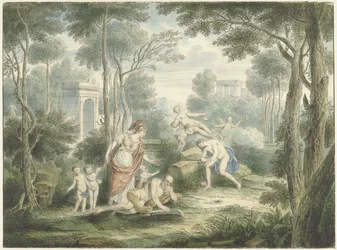 Arcadian Landscape with Athena Crowning an Old Man and Venus and Adonis