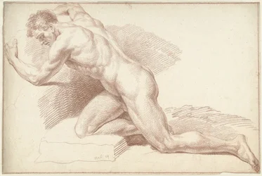 Male Nude, Kneeling, Facing Left