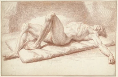 Male nude, lying on his back
