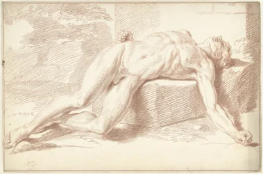 Male nude, lying on his back