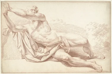Male Nude, Reclining on His Side, Facing Left