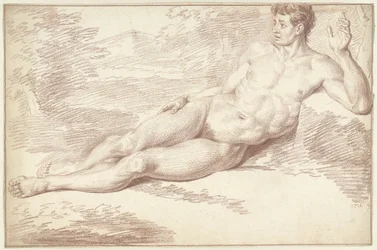 Male Nude, Lying on His Side, Facing Right