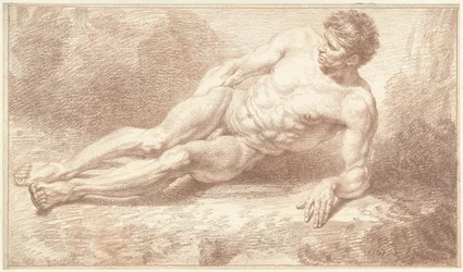 Male Nude, Lying on Side, Leaning on Left Arm