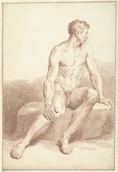 Male Nude, Sitting, Facing Right
