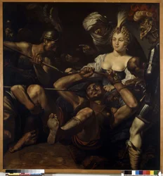 Samson and Delilah: Samson loses strength as Delilah cuts his hair