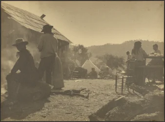 Campsite During Group Mealtime