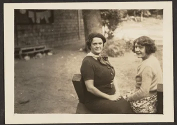 [Florence and Friend in Backyard]