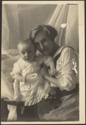 [Portrait of a Mother in Checked Dress and Child]