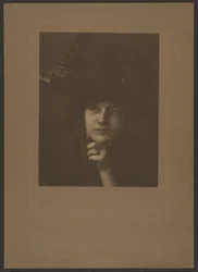 Portrait of a Woman with Large Hat and Spectacles