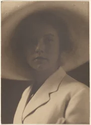 Portrait of a Woman with Large Straw Hat
