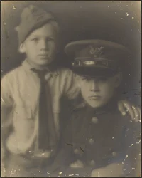 Two Young Boys Dressed as Soldiers