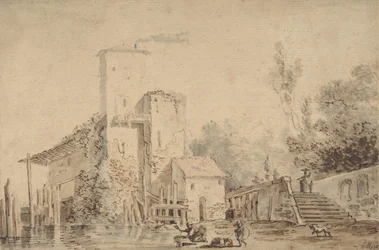 Farm House by a River with Figures, 1765