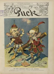 Puck cover celebrating Charles Evans Hughes elected Governor of New York, 1906