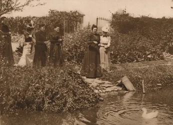 A Group of Women by a Duck Pond