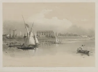 Egypt and Nubia, Volume I: General View of the Ruins of Luxor, From the Nile, 1846