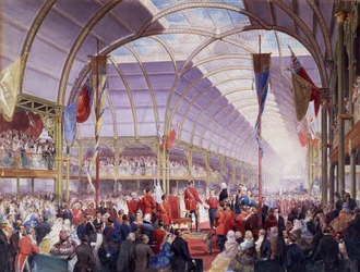 Sir Thomas Fairbairn handing over the address to the Prince Consort at the Art Treasures Exhibition, Manchester, May 1857