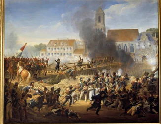 Passing the Landshut Bridge on April 21, 1809