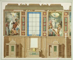 Detail of one of the chapels below the side aisles, from the project to decorate the church of Notre Dame de Lorette, 1855