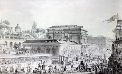Antiquities found at Herculaneum being transported to the Naples Museum, c.1782