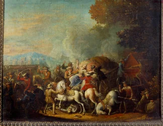 The attack on a cart by brigands
