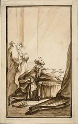 King David Kneeling in Penitence