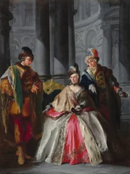 Three Figures Dressed for a Masquerade, c. 1740s