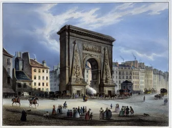 Porte de Saint-Denis - in “Paris en 1837” by Arnout, ed. Weith & Hauser