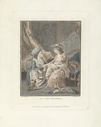 Mother with Child and Maid Les soins maternels (title on object)