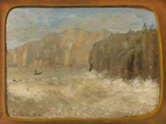 Two Gulls and Cliffs