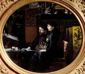 Alphonse Daudet and His Wife Julie Allard in Their Work Office