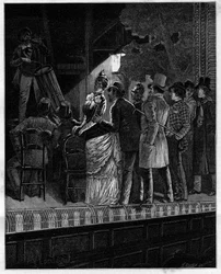 What effect, great god, produced on this skeptic audience this rustic music... Spectators listening to a drum player. In 