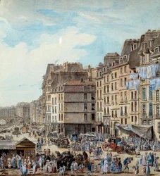 Maritime life on the docks of the Port in Paris in 1782 (detail)