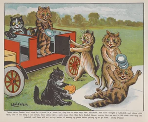 Cats Preparing for a Picnic
