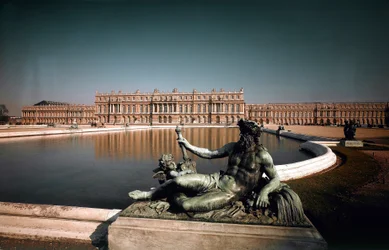 View of the Facade and Fountains of the Park of the Castle of Versailles (1668-1684)
