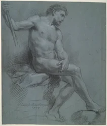 Seated Male Nude in Profile