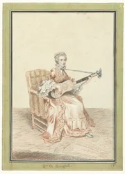 Portrait of Madame de Montainville Playing Guitar