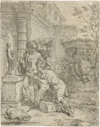Two Boys by a Statue of Venus