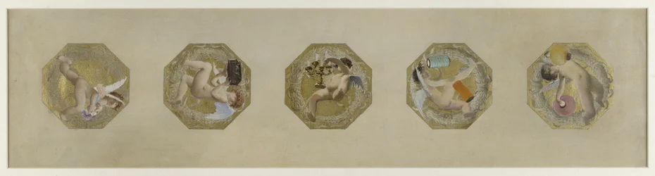 Sketch for Hôtel de Ville de Paris, Festive Staircase: Génies portant des attributs de fête, débuten 1888