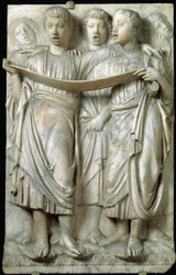 La Cantoria or Children Singing in Choir (Marble Relief by Luca della Robbia, c.1400-1482, Quattrocento)