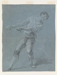 Young Man Pulling a Rope