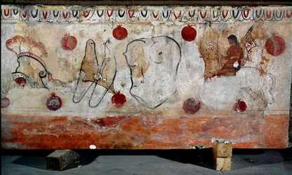 A Rider and the Different Elements of His Armor, Lucanian Fresco, 4th Century BC, Necropolis of Paestum, Italy
