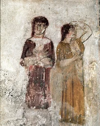 Portrait of Two Women, Lucanian Fresco, 4th Century BC, Tomb of the Horseman, Paestum, Italy